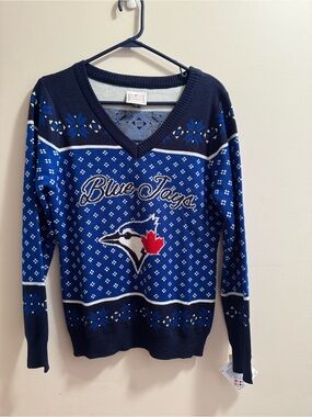 Genuine Merchandise Red, Blue, Black Logo Knit Sweater Label